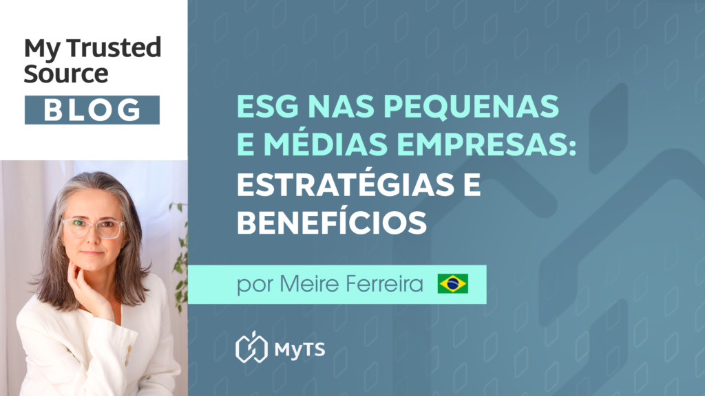 Infográfico sobre as estratégias e benefícios de adotar práticas ESG nas pequenas e médias empresas, com foco em sustentabilidade, responsabilidade social e governança corporativa