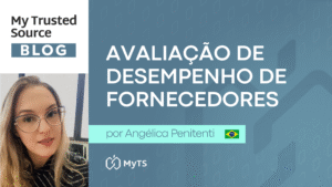 Capa do artigo "Avaliação de Desempenho de Fornecedores", focado em critérios, coleta de dados e uso da tecnologia na gestão de fornecedores no SGSA.